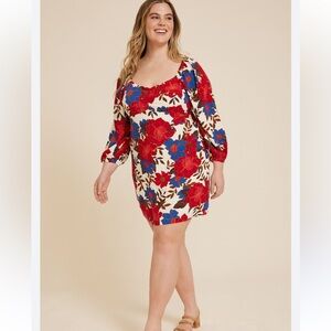Maurices Plus Size Floral Sweetheart Babydoll Mini Dress